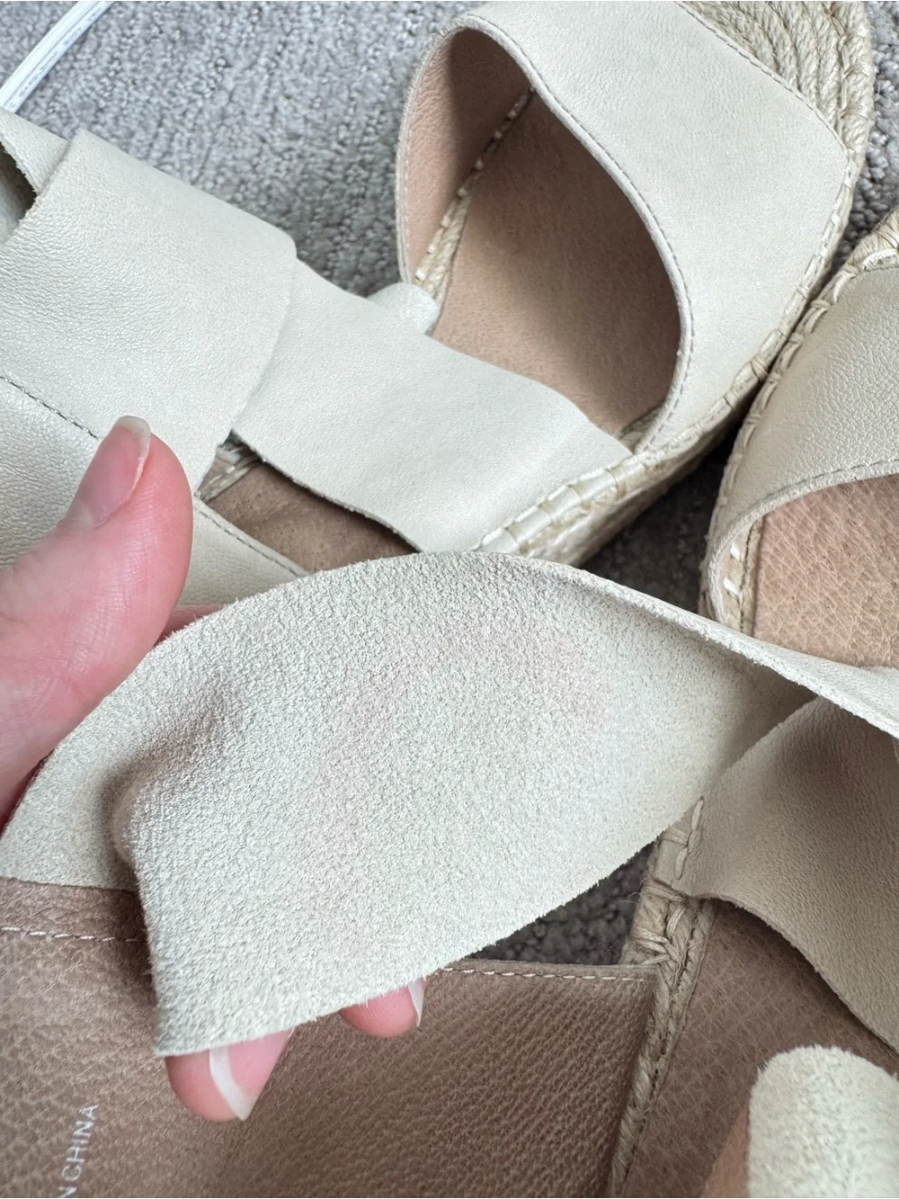 NWOB Eileen Fisher Willow Leather Wedge Espadrille Sandals Nude Women’s Size 8.5